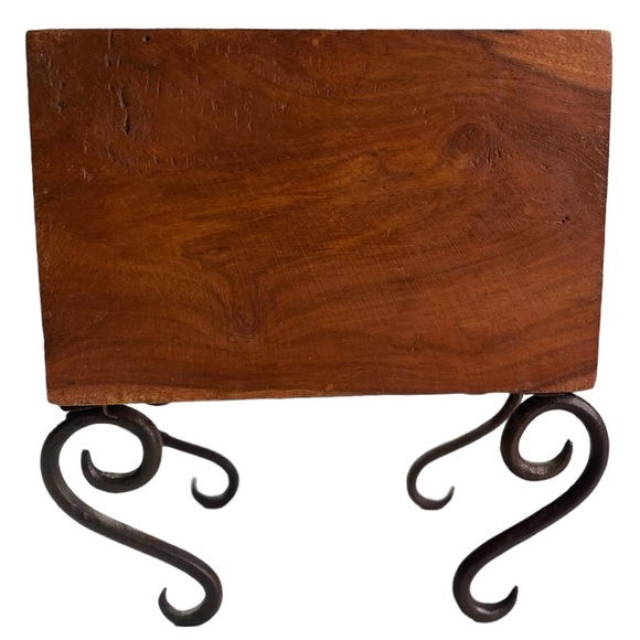 Balinese Wooden Jewelry Box Has 6 Distinct Pull Out Drawers on Wrought Iron Legs - Picture 4 of 16